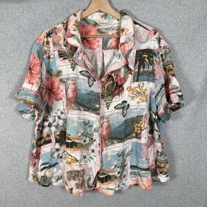 Peter Alexander Pajama Top Womens XL Tropical Hawaiian Print Sleep Shirt